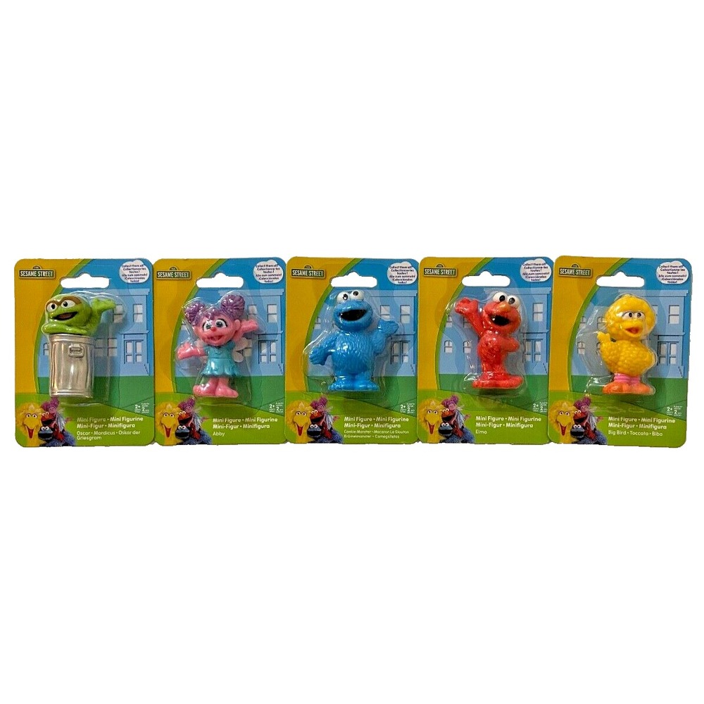 SESAME STREET Mini Figure Set of‎ 5 Oscar Abby Cookie Monster Elmo Big Bird